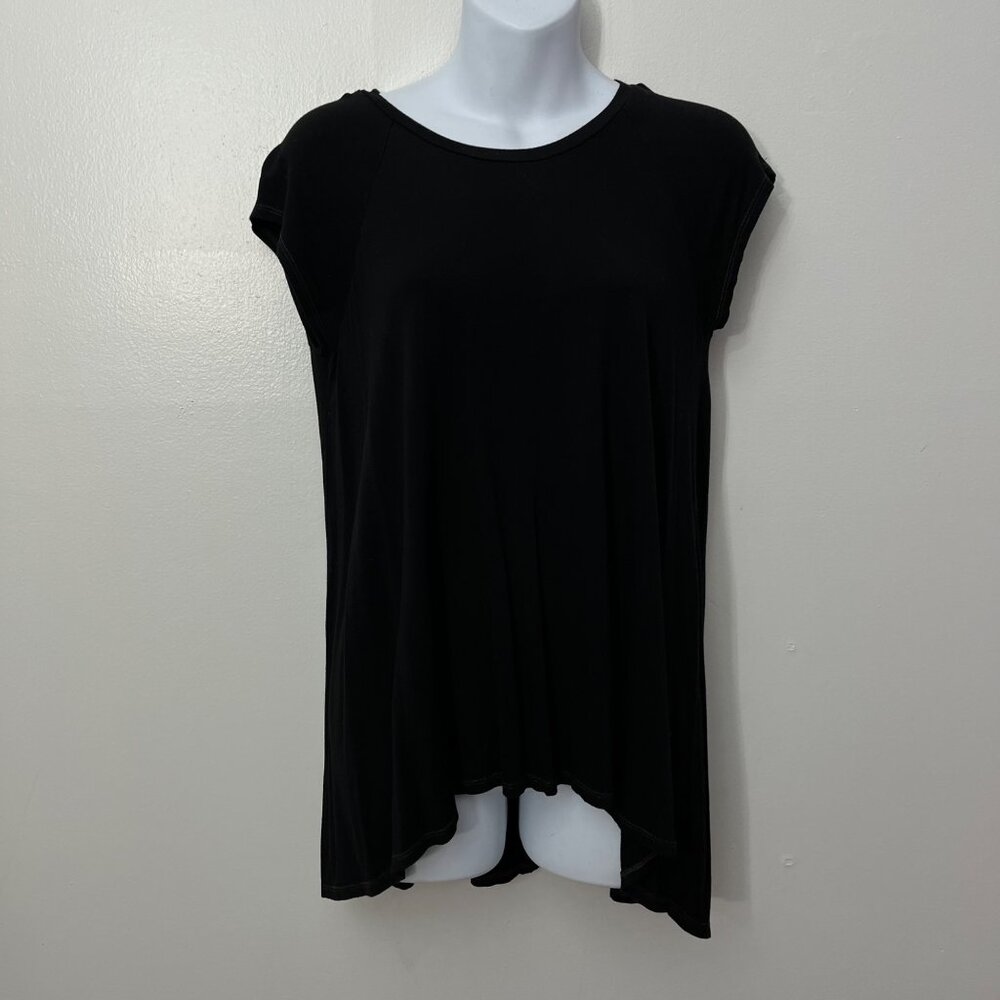 Black Orchid Los Angeles Womens‎ Black Asymmetrical Hem Short Sleeve Top S
